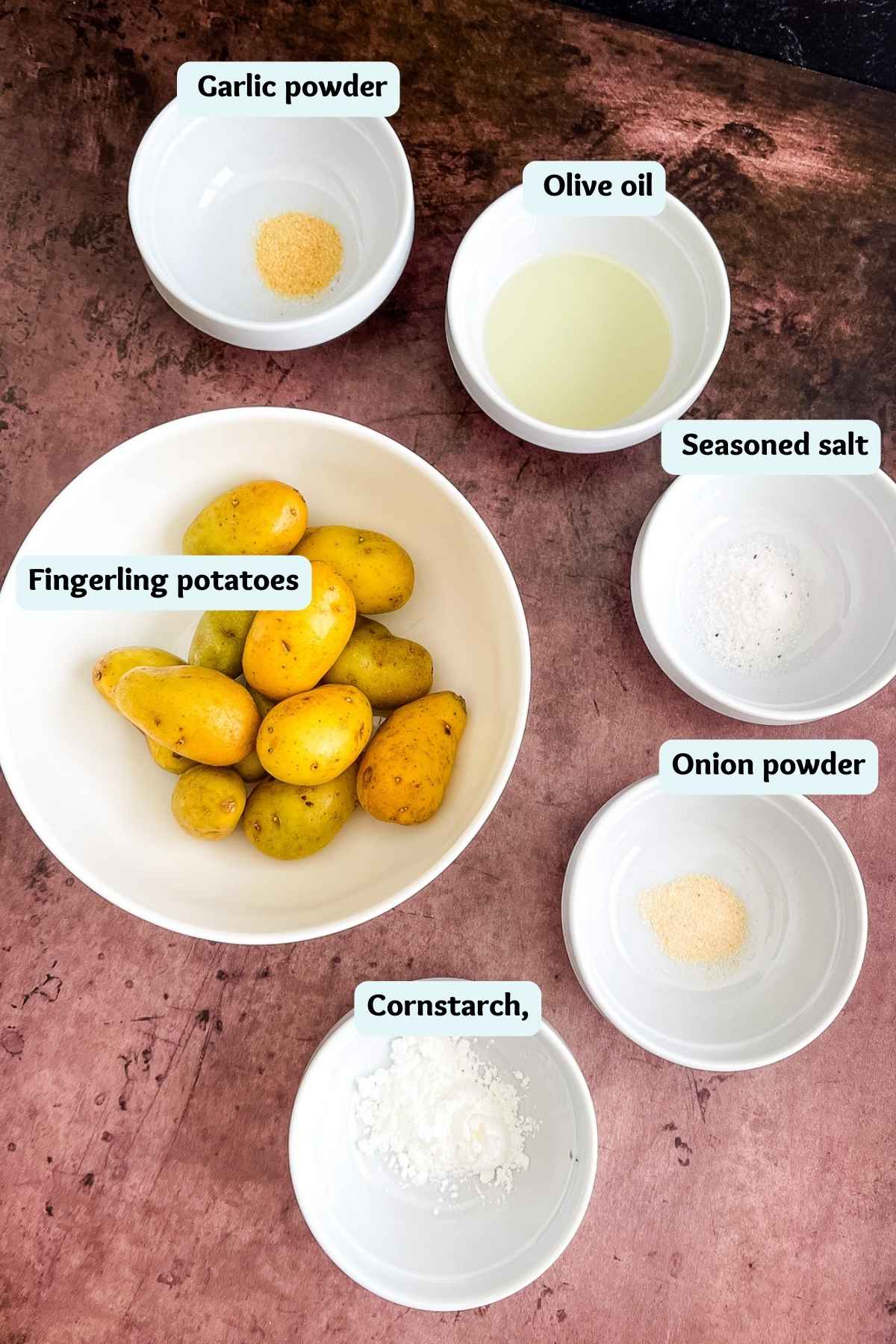 Ingredients for air fryer fingerling potatoes.