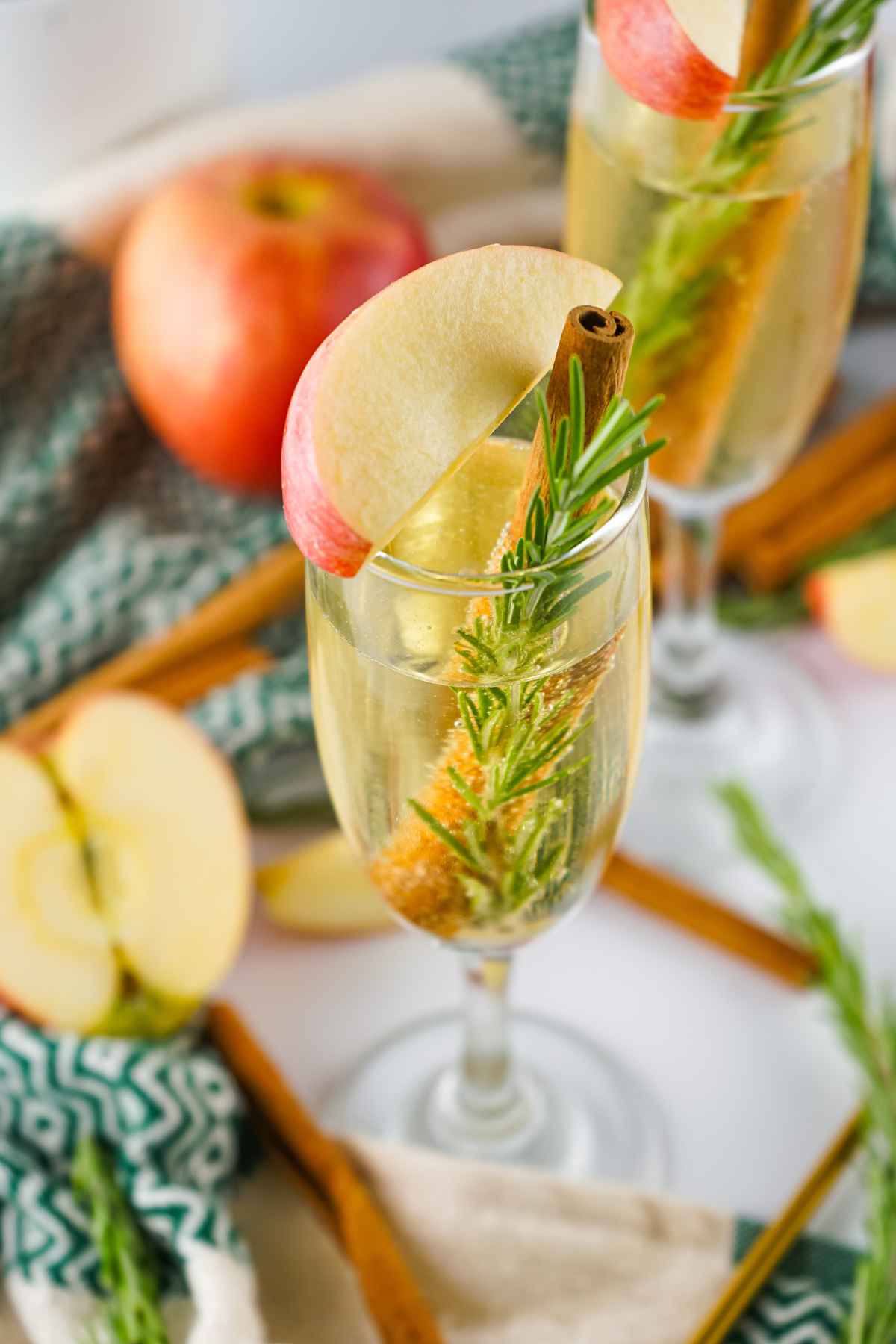 Angled view into inside of champagne flute.