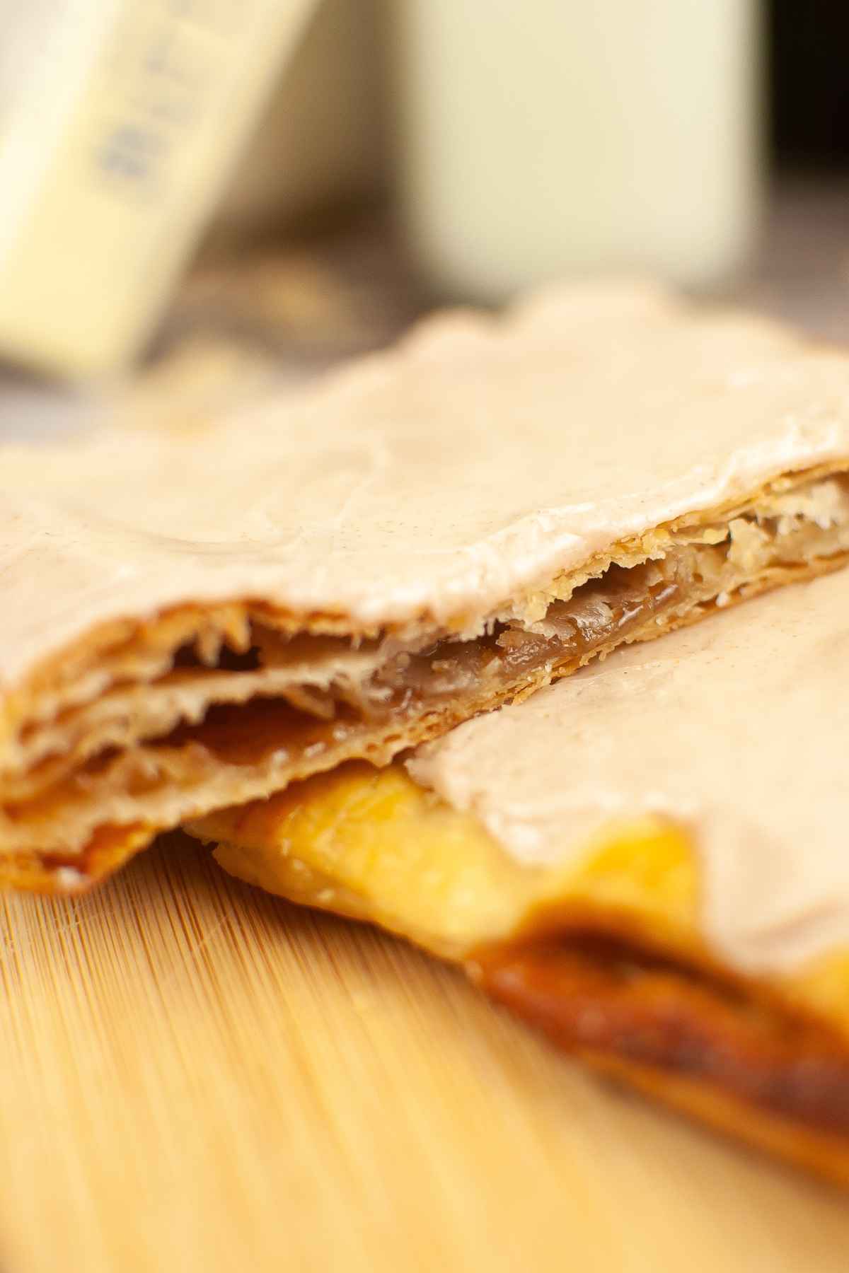 Up close image of homemade brown sugar cinnamon pop tart.