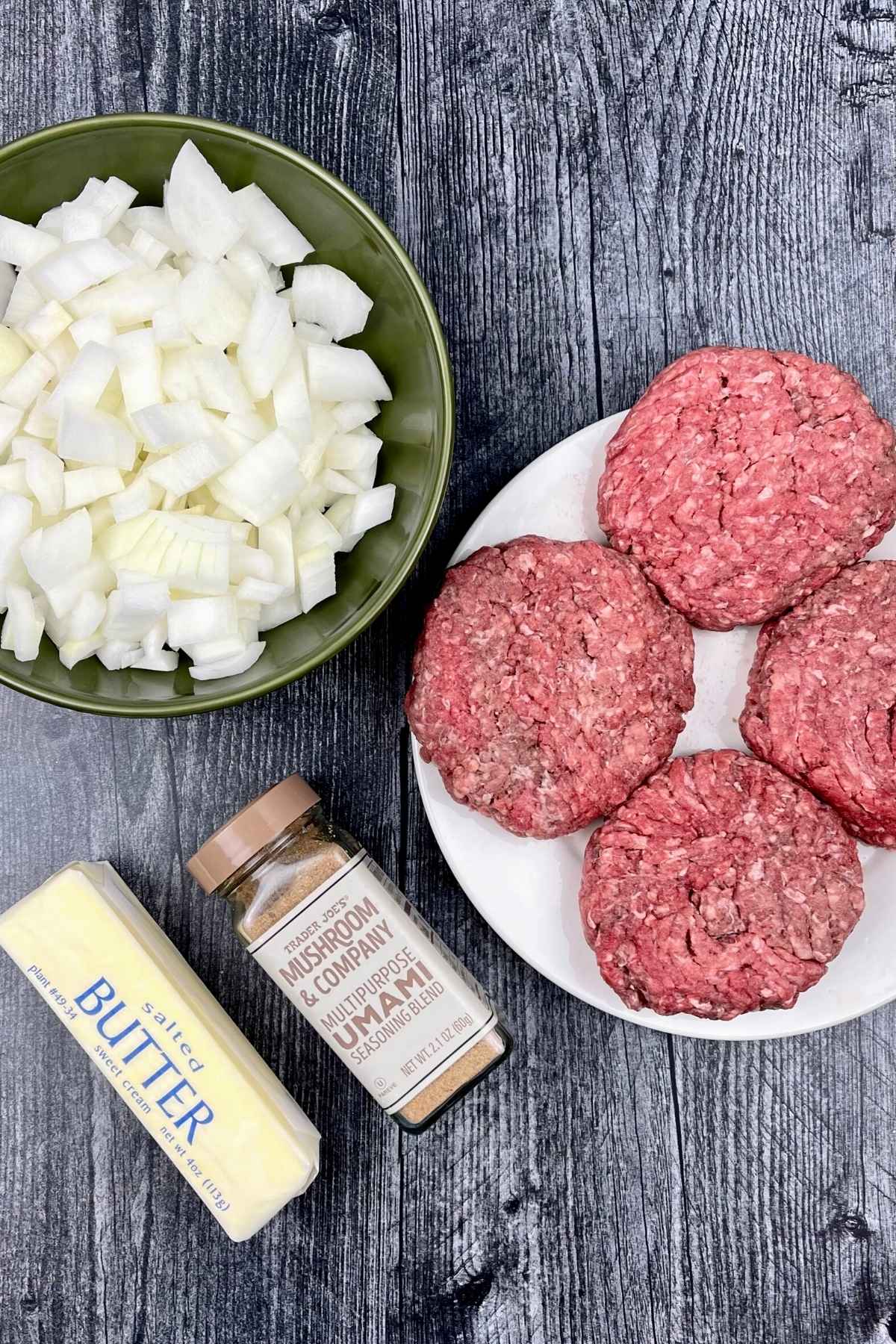 Ingredients for keto burger recipe.