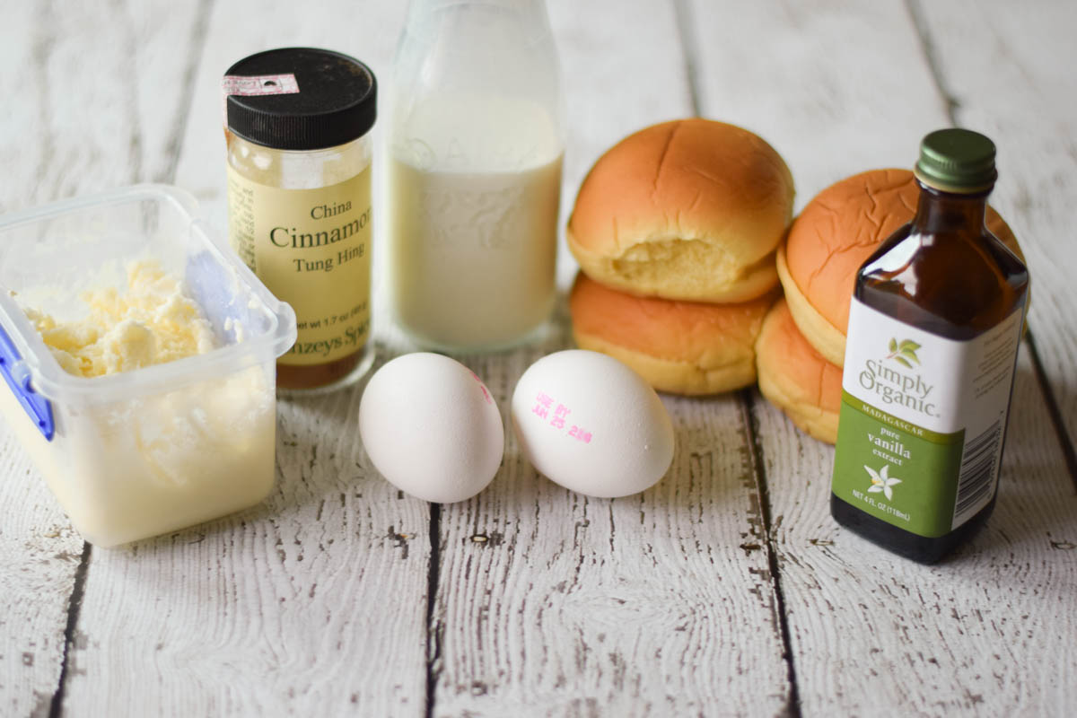 Ingredients for french toast slider recipe.