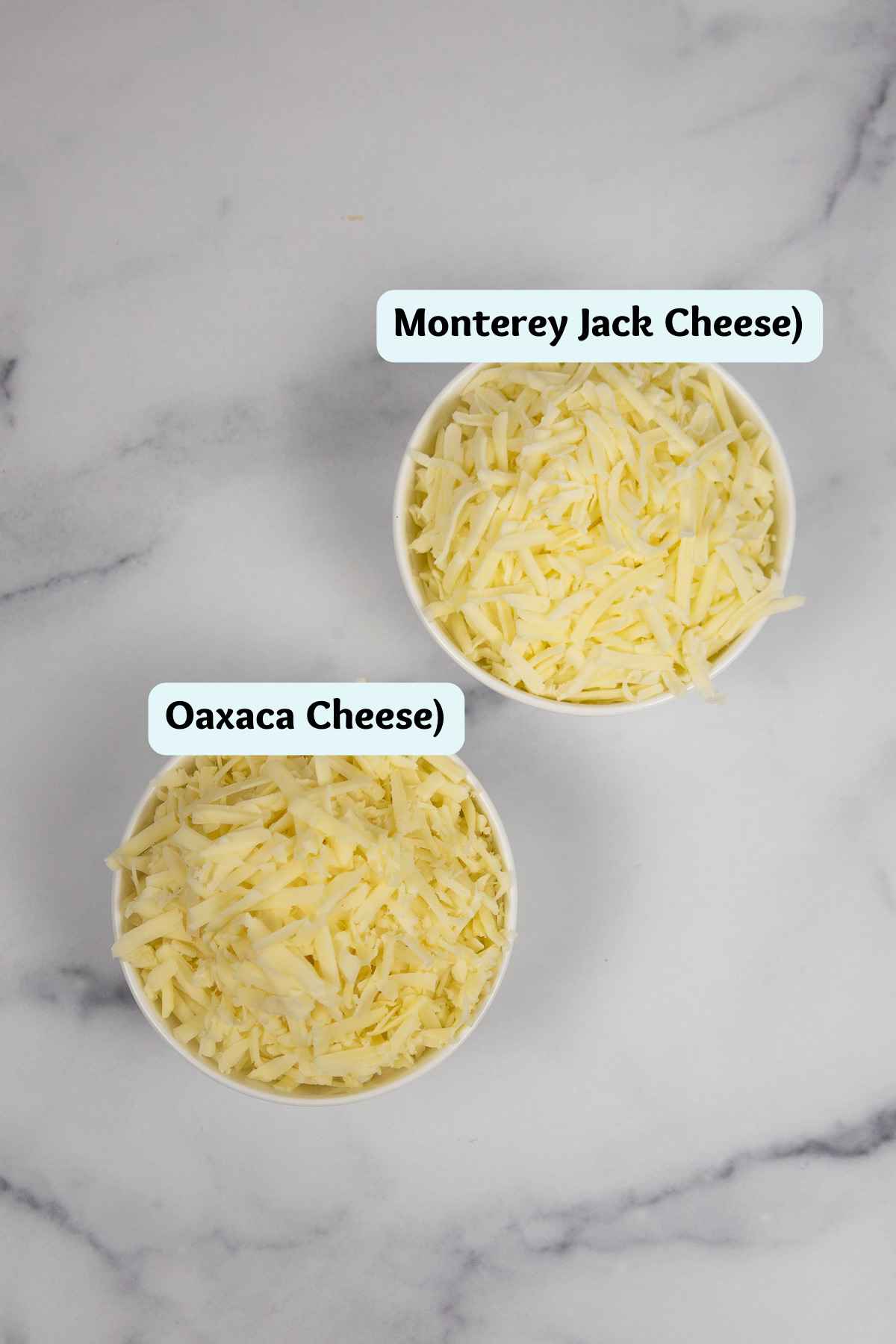 Two bowls of cheese.