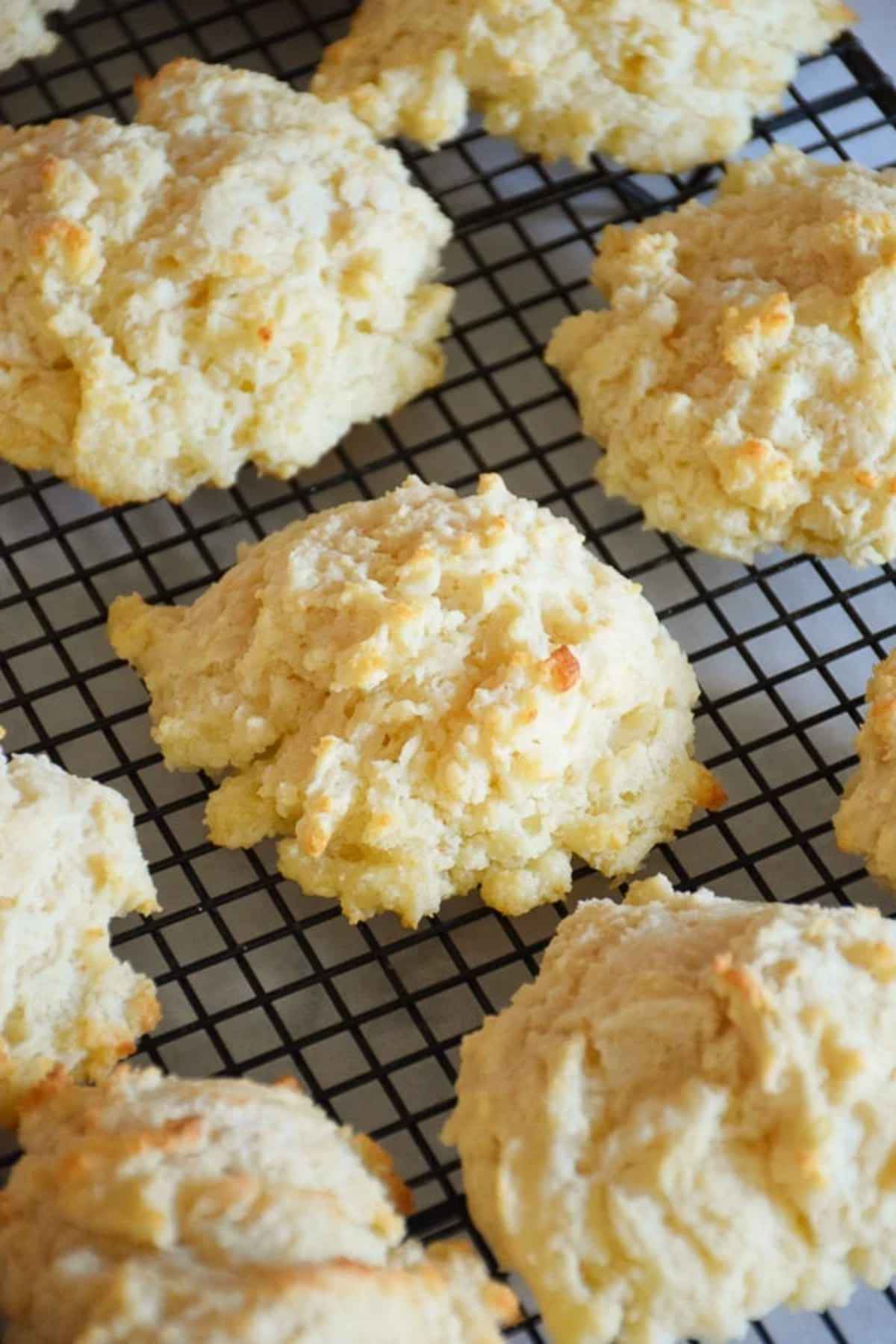 Drop biscuits on a cooling rack.