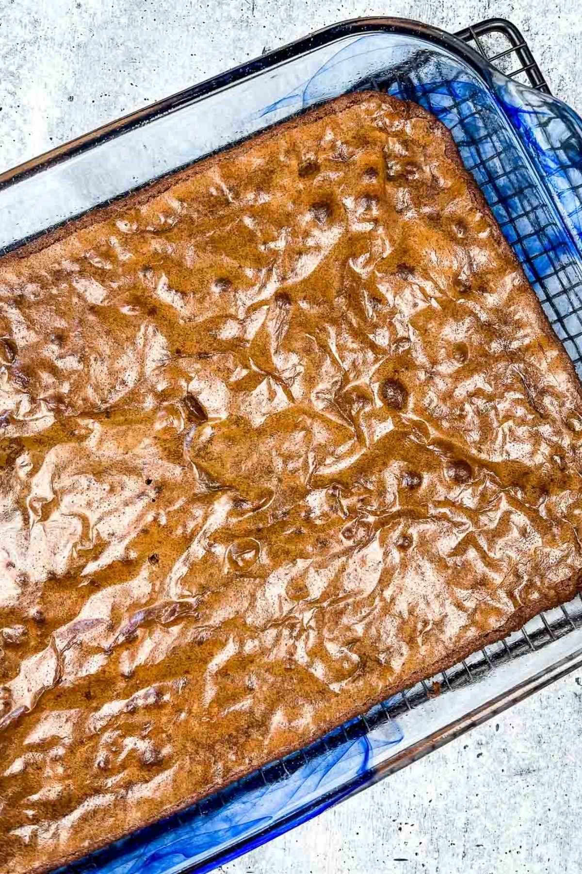 Baked Chocolate Fudge Brownies with crackly tops.