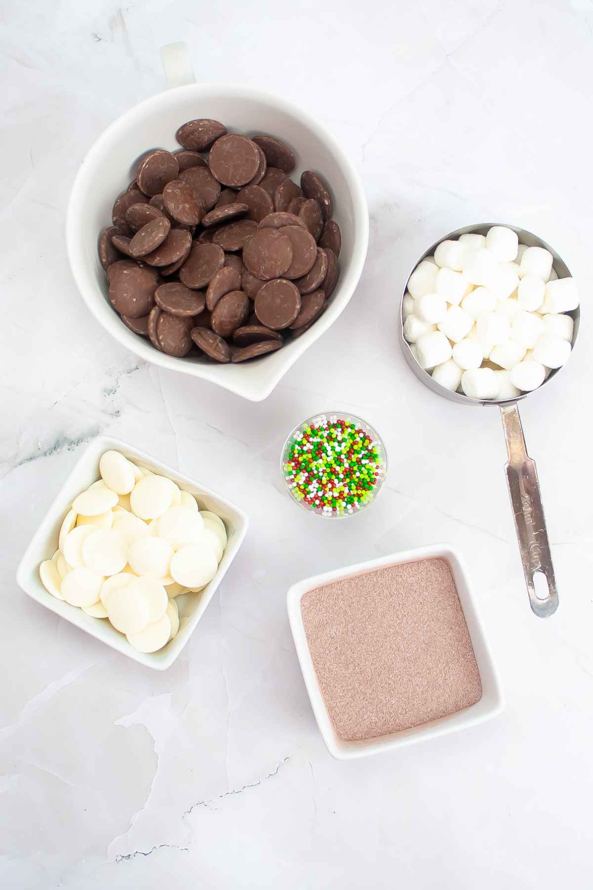 Ingredients for hot chocolate filling.