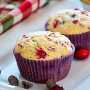 Featured image for Cranberry Chocolate Chip Muffins recipe.