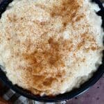 Pin image for rice pudding with sweetened condensed milk.