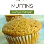 Pin image for date muffins.