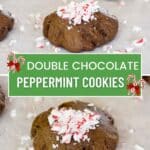 Pin image for double chocolate peppermint cookies.