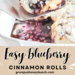 Pin image for easy blueberry cinnamon rolls.