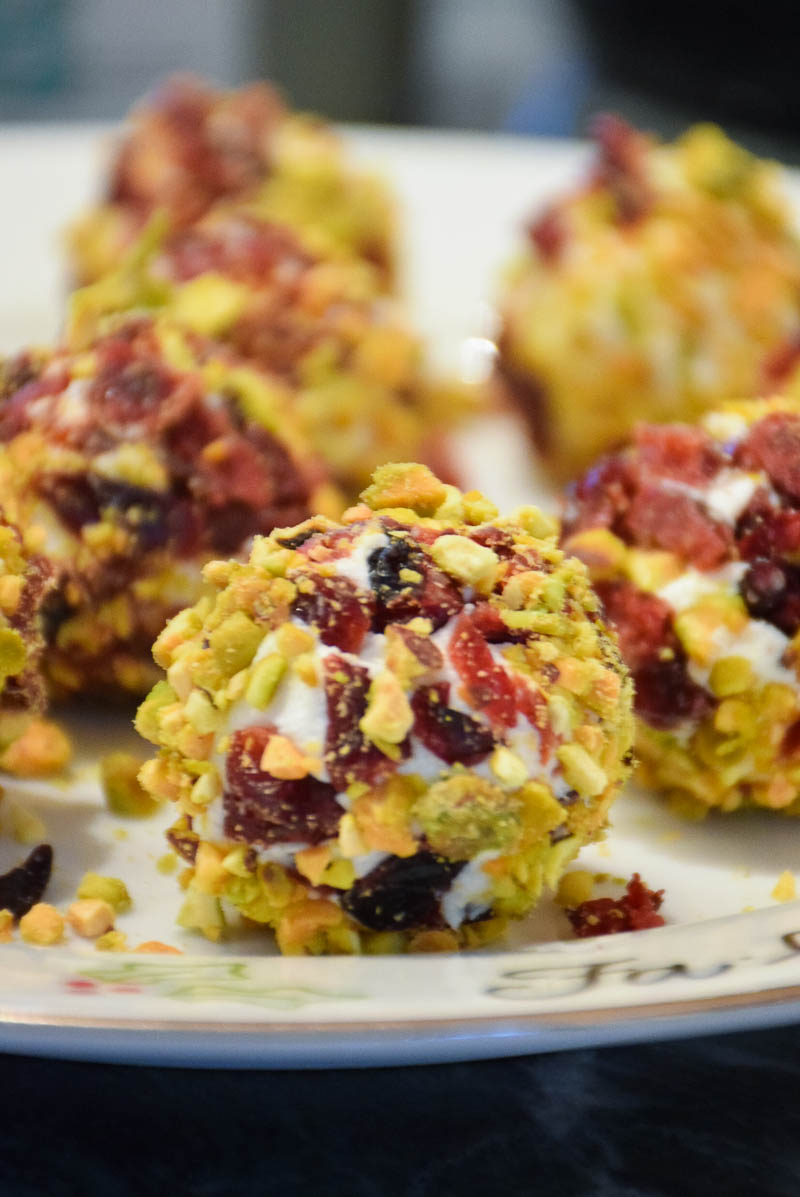 Cranberry Pistachio Goat Cheese Bites.