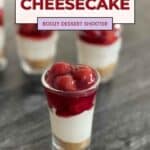 Fireball Cheesecake Shots pin image.