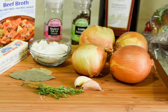 French Onion Soup ingredients.