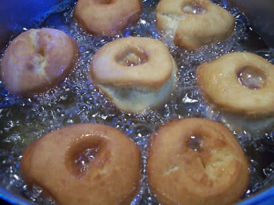 Deep Fried Doughnut recipe bubbling in hot oil