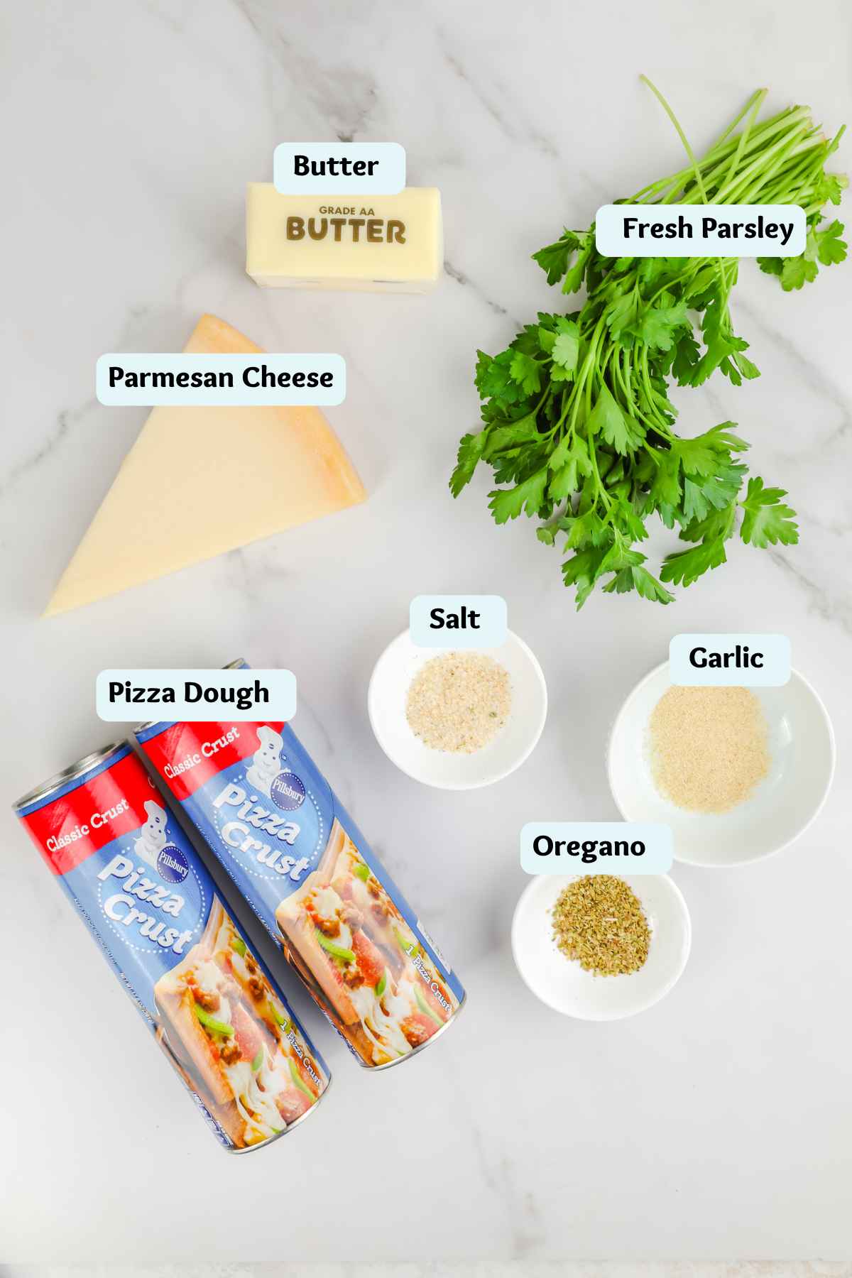 Ingredients for Garlic Knots recipe.
