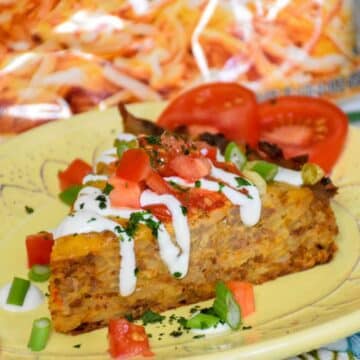 Featured image for Hashbrown Taco Casserole.