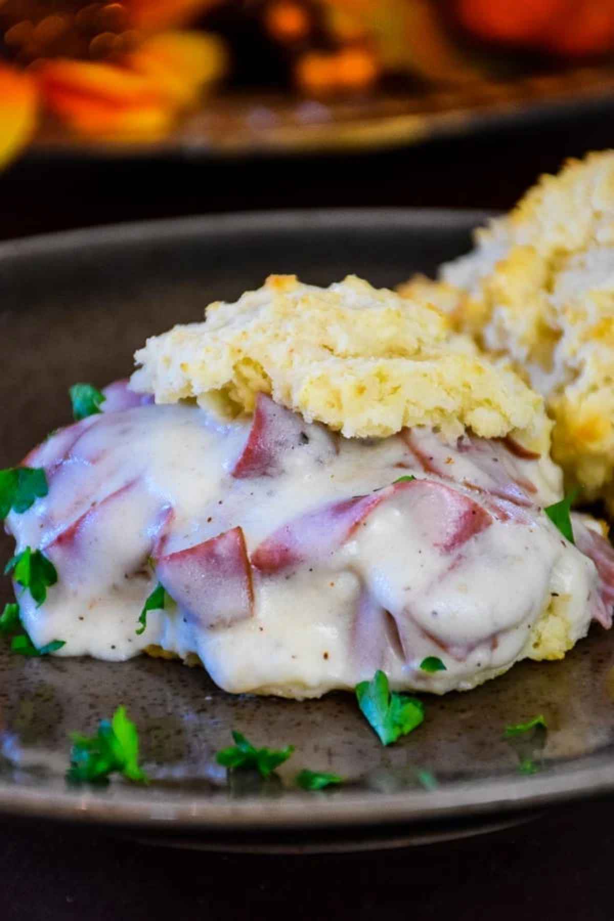 Chipped Beef Gravy on a biscuit.