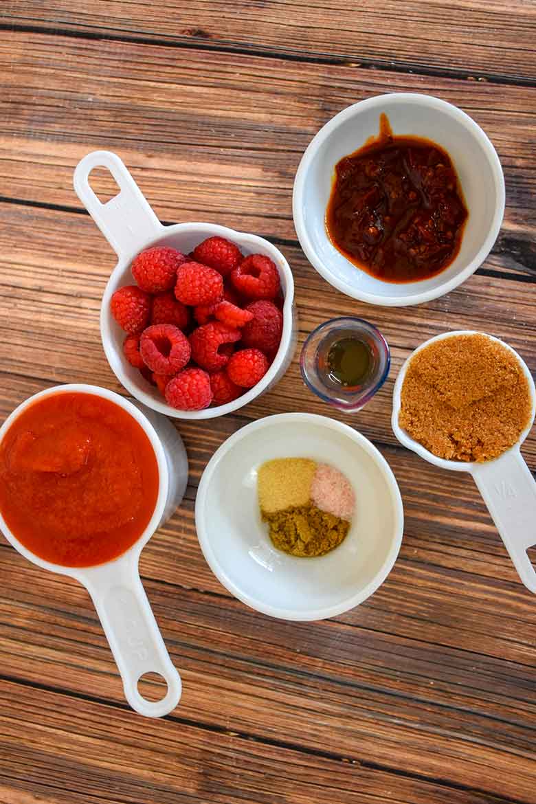 Ingredients measure out for sauce