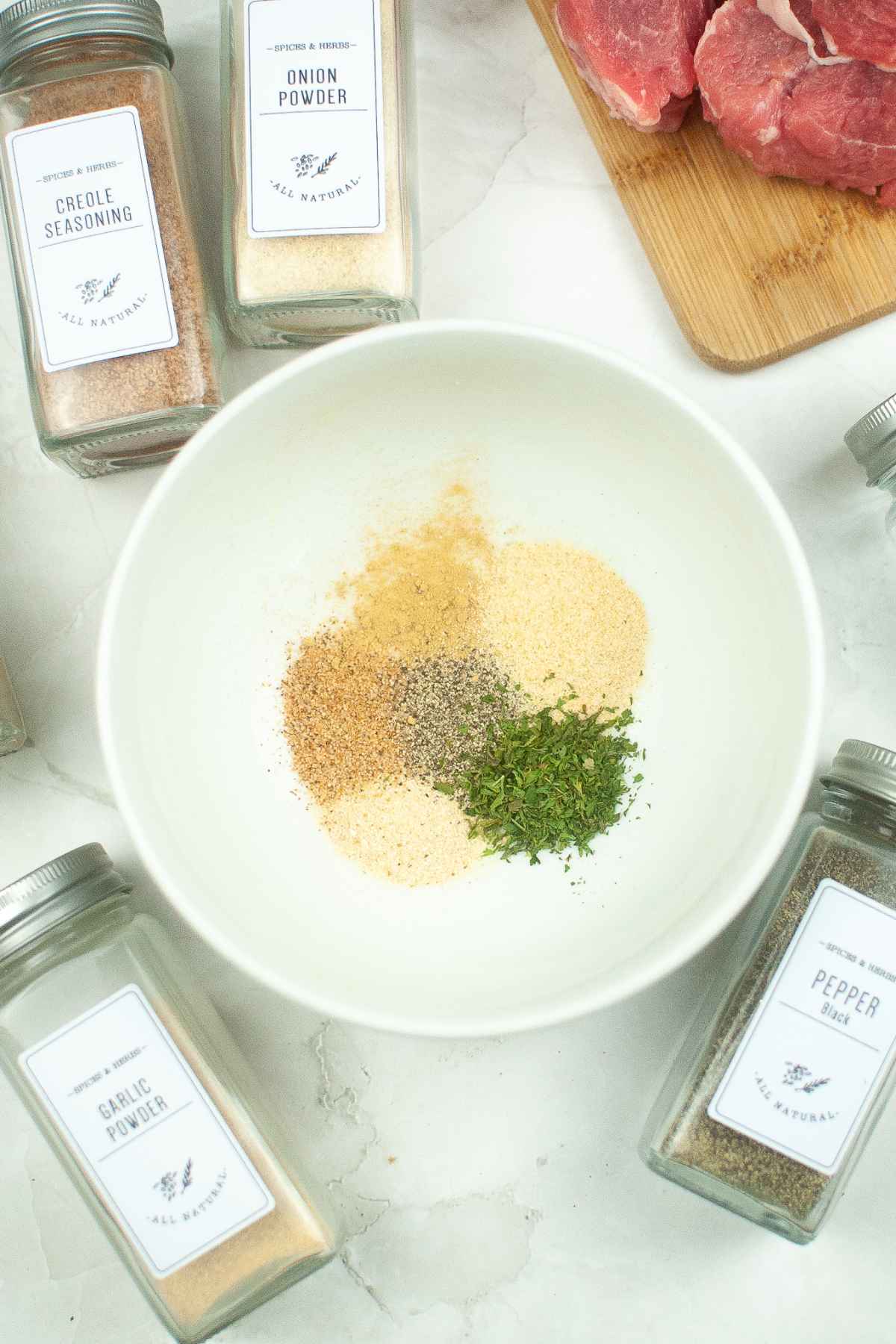 Spices in a mixing bowl.