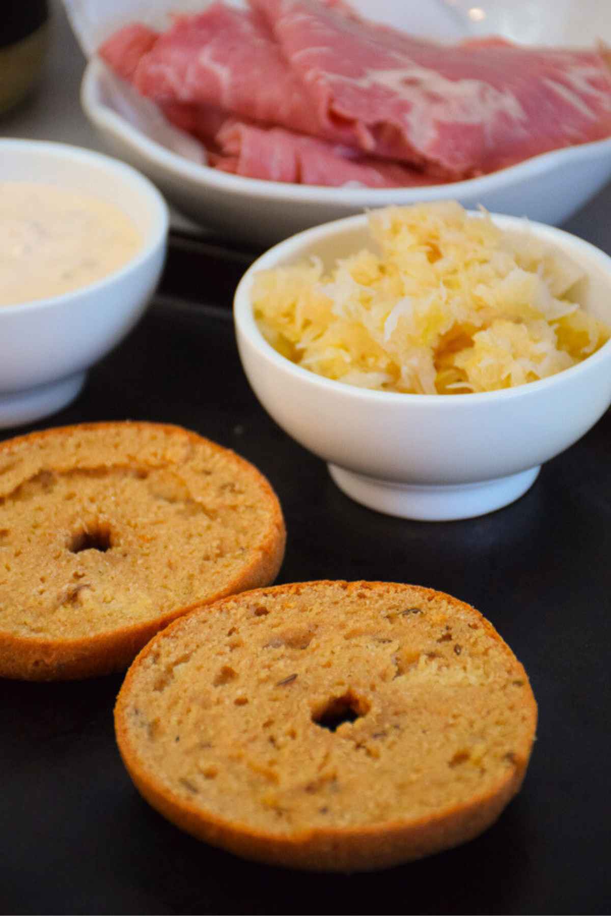 Ingredients for keto reuben sandwich.