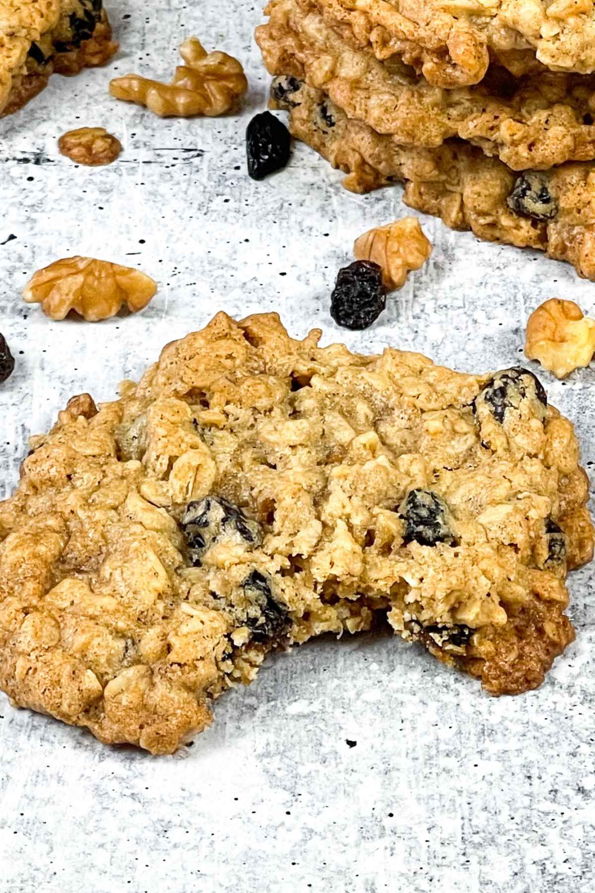 Upclose image of a cookie with a bite taken out of it.