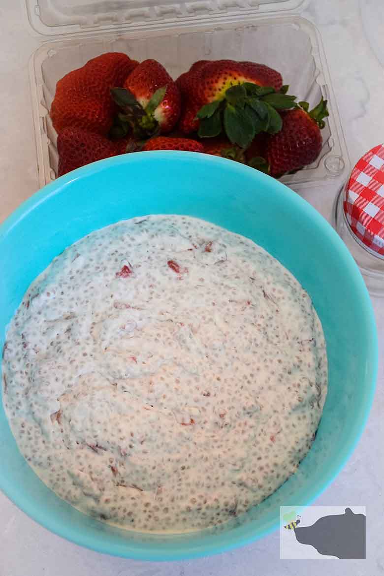 Overhead image of strawberry fluff salad.