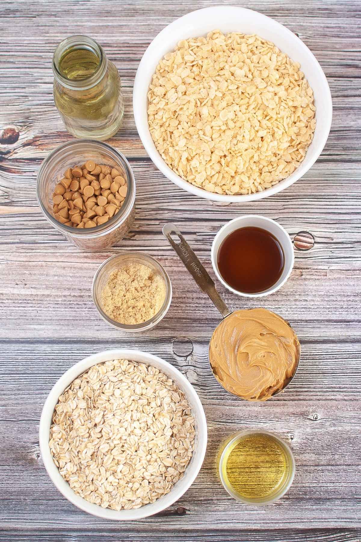 Ingredients for Peanut Butter Granola Bars.