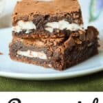 Pin image for peppermint patty brownies.