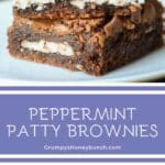 Pin image for peppermint patty brownies.