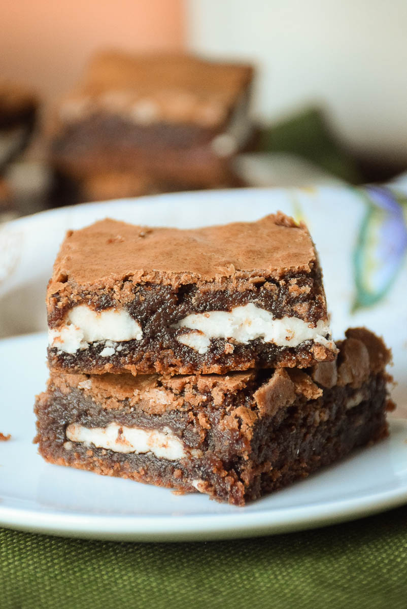 Peppermint Patty Brownies on a plate.
