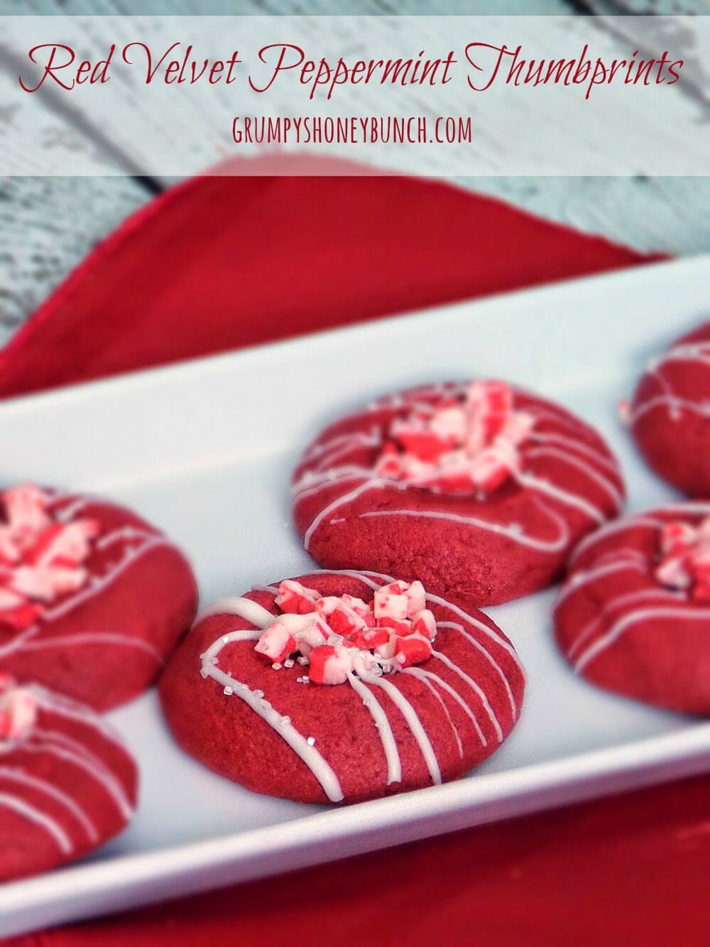 Peppermint Red Velvet Thumbprint Christmas Cookie Recipe