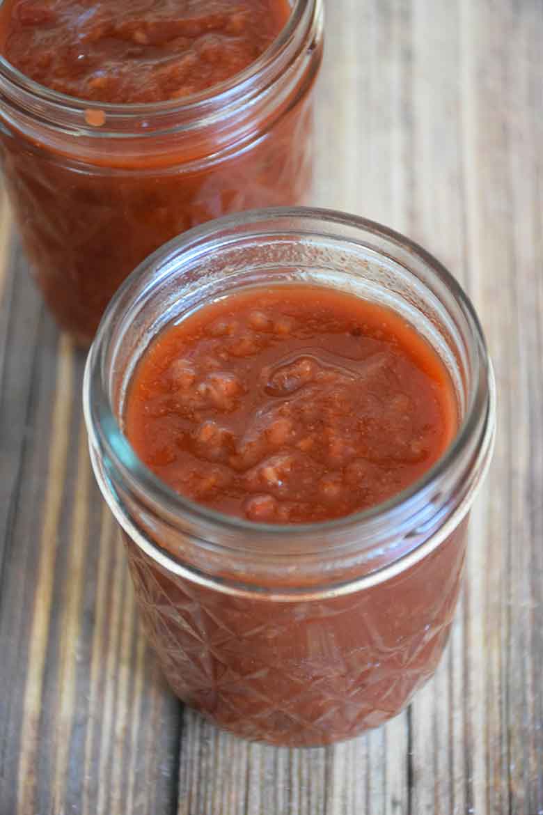 Raspberry Chipotle Sauce in storage jar