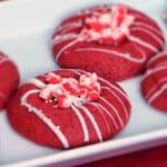 Featured Image for Red Velvet Peppermint Thumbprints.