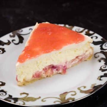 Featured image for Rhubarb Cheesecake recipe.