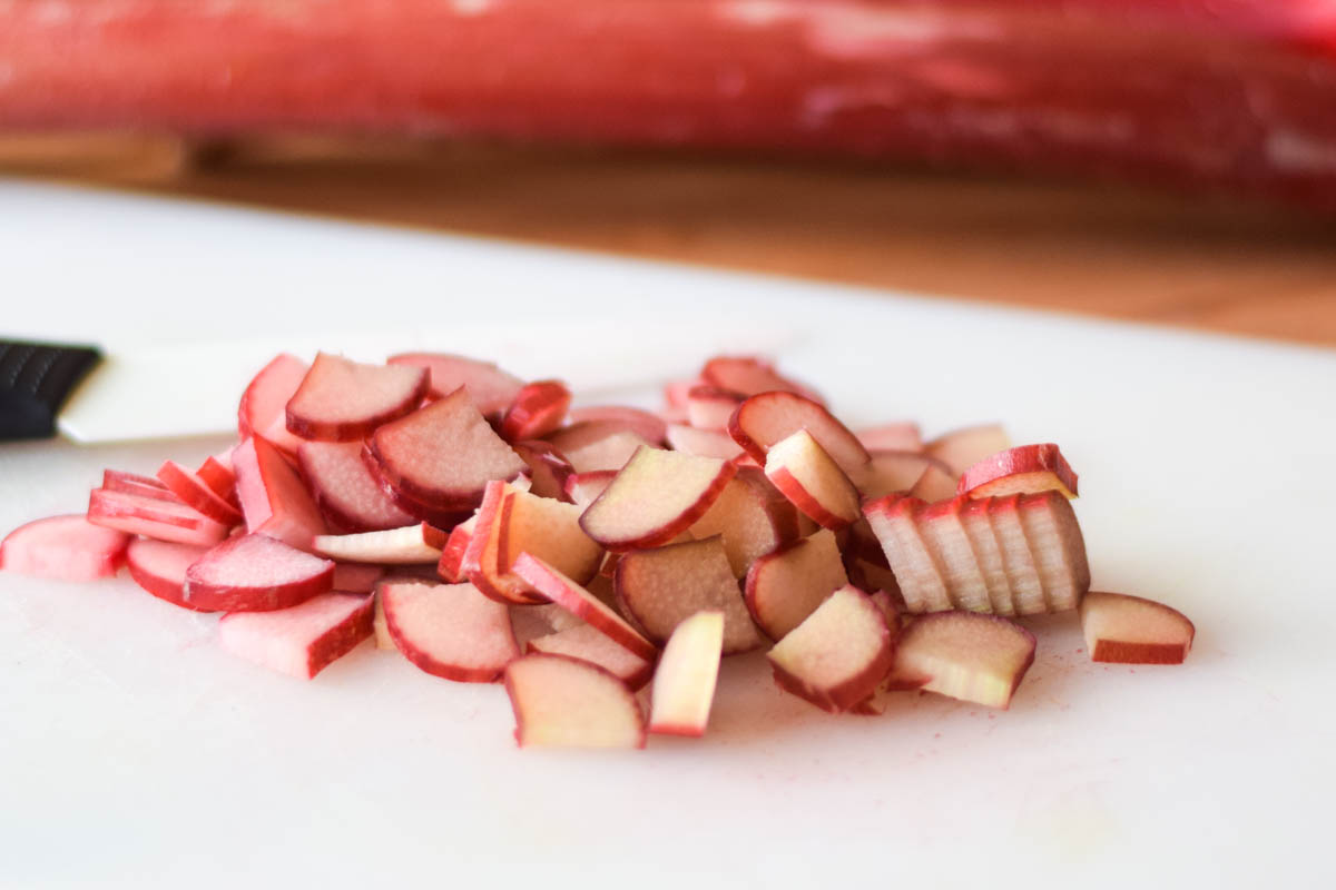 Fresh diced rhubarb.