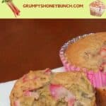 Pin image for rhubarb walnut muffins.