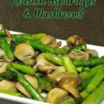 Pin image for roasted asparagus and mushrooms.