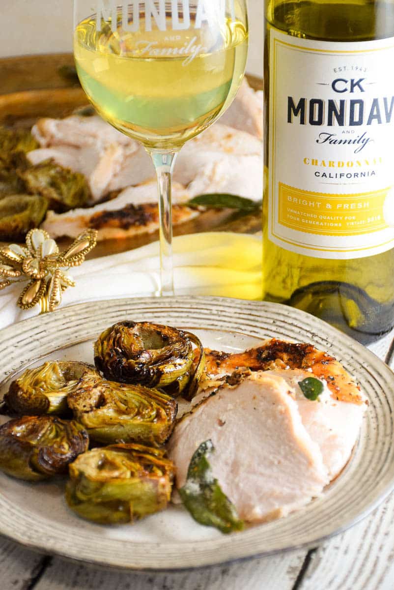 Roasted Turkey with Balsamic Browned Butter Artichokes