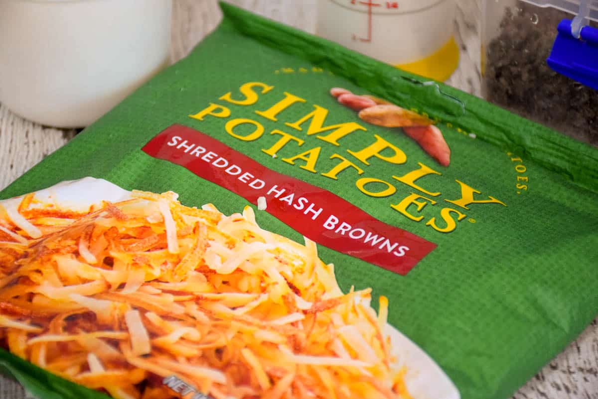A bag of refrigerated shredded hashbrowns.