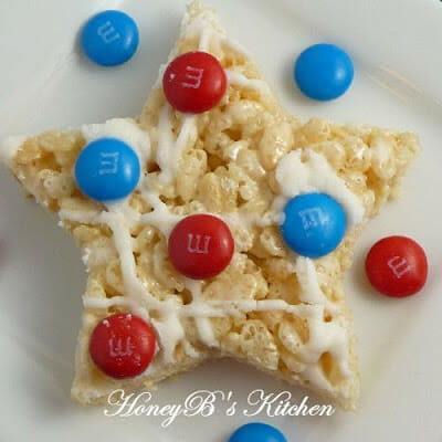 One red white and blue rice krispie treat.