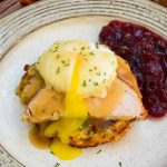 Thanksgiving Eggs Benedict with a side of cranberry sauce