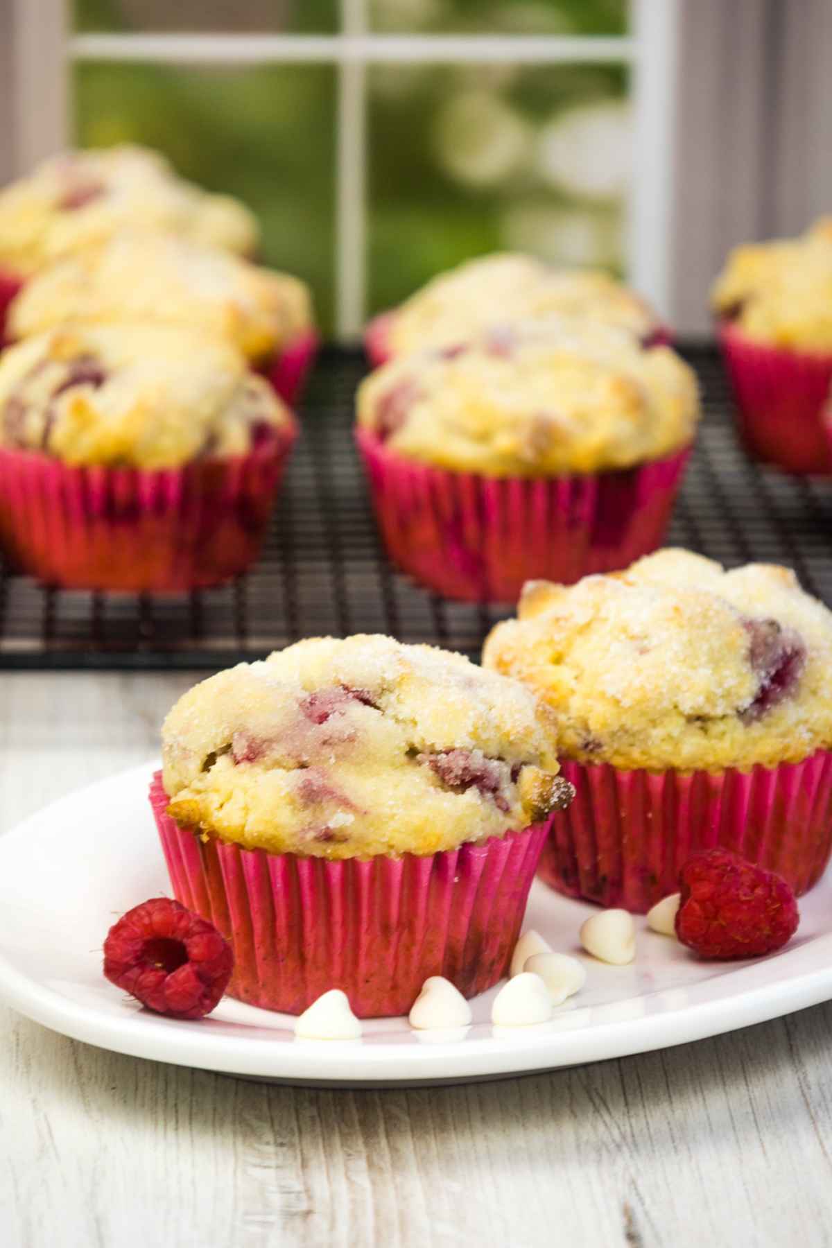 Hero image for White Chocolate Raspberry Muffins.