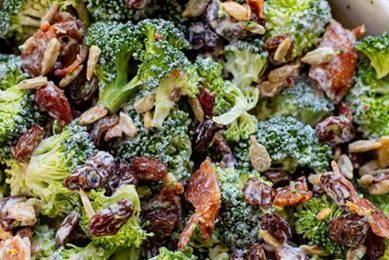 Classic Broccoli Salad with Bacon & Raisins Quick Salad Recipes for Healthy Salad Ideas to Boost Your Nutrition Classic Broccoli Salad with Bacon & Raisins | Quick Salad Recipes for Healthy Salad Ideas to Boost Your Nutrition
