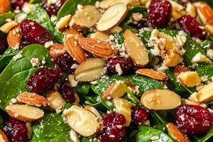 Easy Cranberry Almond Spinach Salad Recipe | Quick Salad Recipes for Healthy Salad Ideas to Boost Your Nutrition