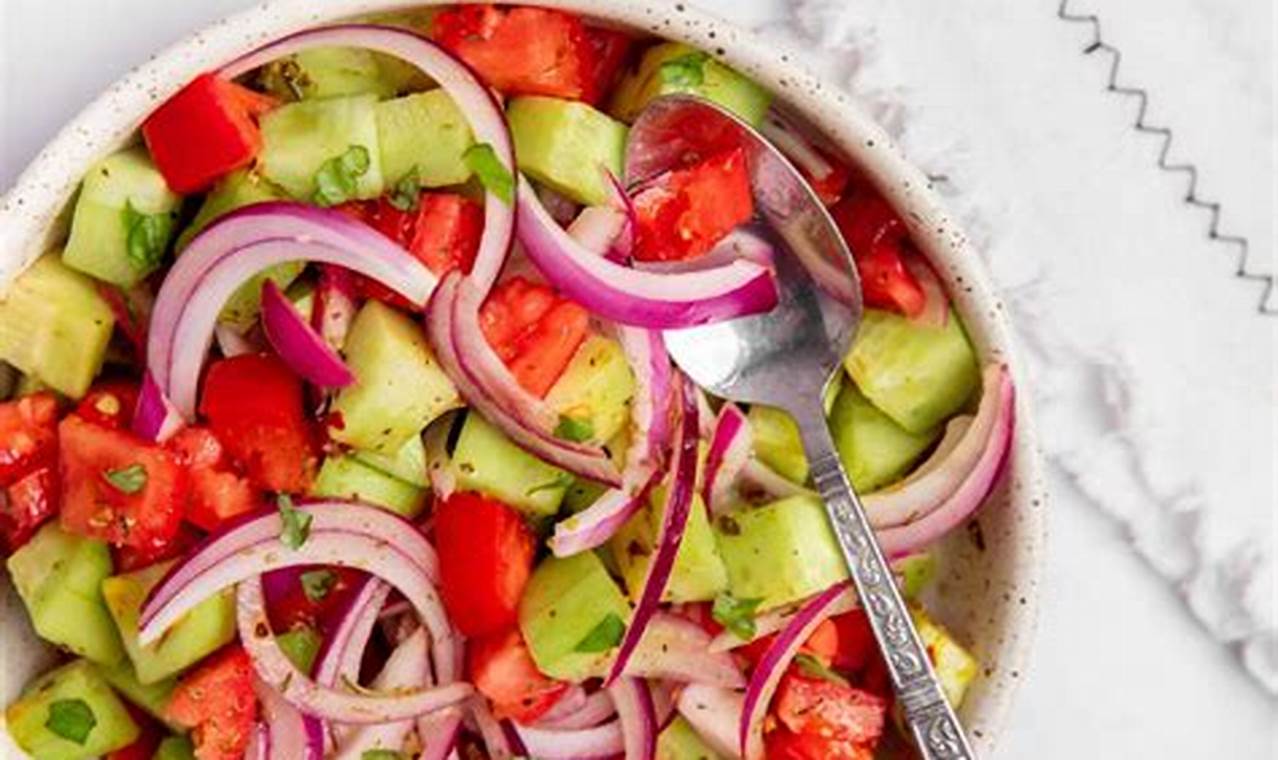 Easy Cucumber, Onion, and Tomato Salad Recipe | Quick Salad Recipes for Healthy Salad Ideas to Boost Your Nutrition