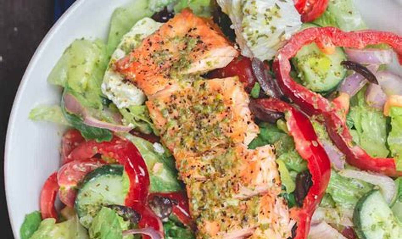 Salmon Greek Salad Recipe | Quick Salad Recipes for Healthy Salad Ideas to Boost Your Nutrition