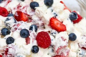 Patriotic Red, White & Blue Cheesecake Salad Recipe | Quick Salad Recipes for Healthy Salad Ideas to Boost Your Nutrition