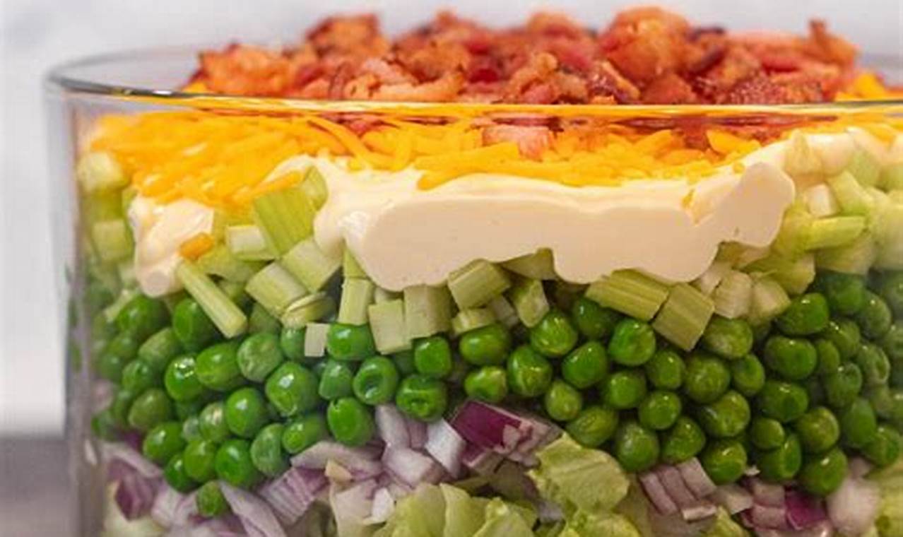 Classic 7 Layer Pea Salad Recipe: Easy & Delicious Quick Salad Recipes for Healthy Salad Ideas to Boost Your Nutrition Classic 7 Layer Pea Salad Recipe: Easy & Delicious | Quick Salad Recipes for Healthy Salad Ideas to Boost Your Nutrition