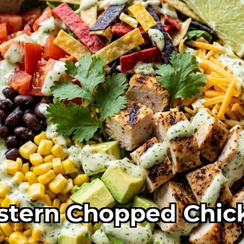 Healthy Southwestern Chopped Chicken Salad with avocado, corn, black beans, and tortilla chips