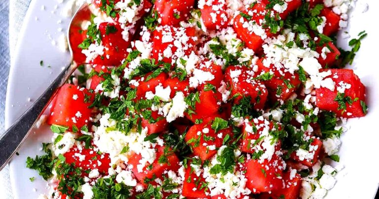 Watermelon Feta Salad with Mint - Healthy and delicious salad